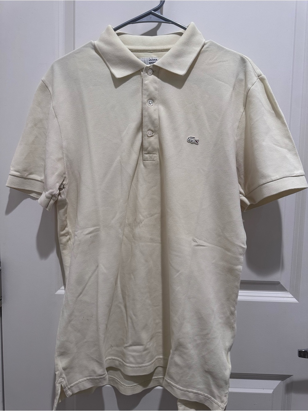 Lacoste Vintage Wash Men's Polo Shirt in Cream White
